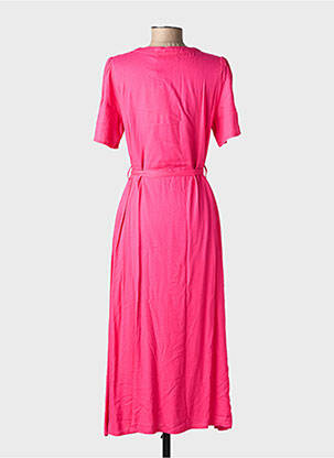 Robe longue tissage popeline manches courtes rose LA PETITE ETOILE femme