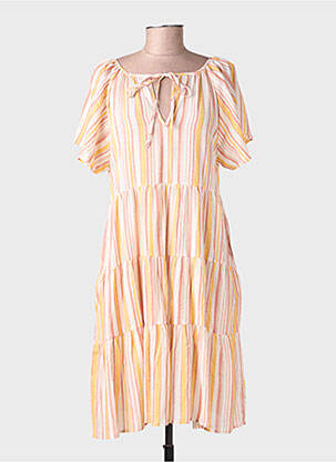 Robe mi-longue manches courtes manches courtes jaune ARTLOVE femme