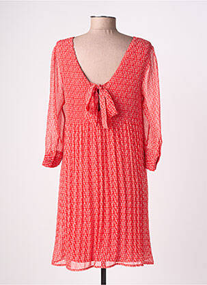 Robe mi-longue imprimé fantaisie manches longues rouge LA PETITE ETOILE femme