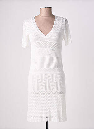 Robe mi-longue manches courtes manches courtes blanc ARTLOVE femme