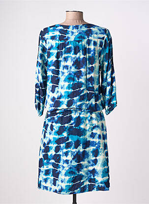 Robe mi-longue manches 3/4 manches 3/4 bleu EMILIE.K femme