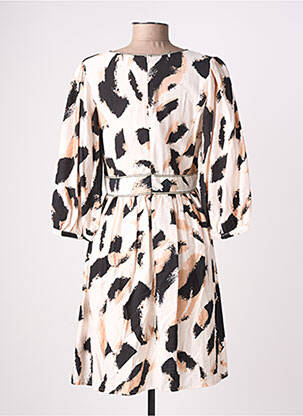 Robe mi-longue manches 3/4 manches 3/4 beige EMILIE.K femme