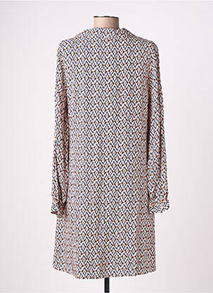Robe mi-longue imprimé fantaisie manches longues rose EMILIE.K femme