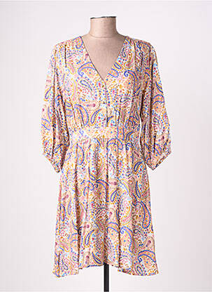 Robe mi-longue manches 3/4 manches 3/4 jaune LA PETITE ETOILE femme