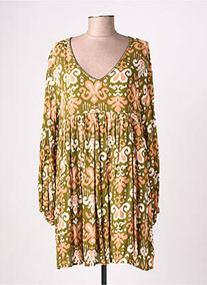 Robe courte manches longues manches longues vert EMILIE.K femme