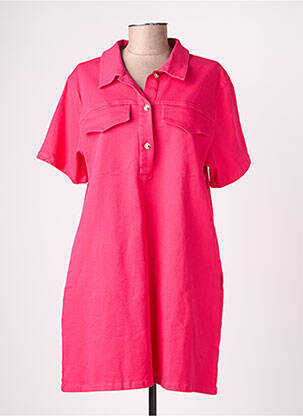 Robe courte manches courtes manches courtes rose EMILIE.K femme