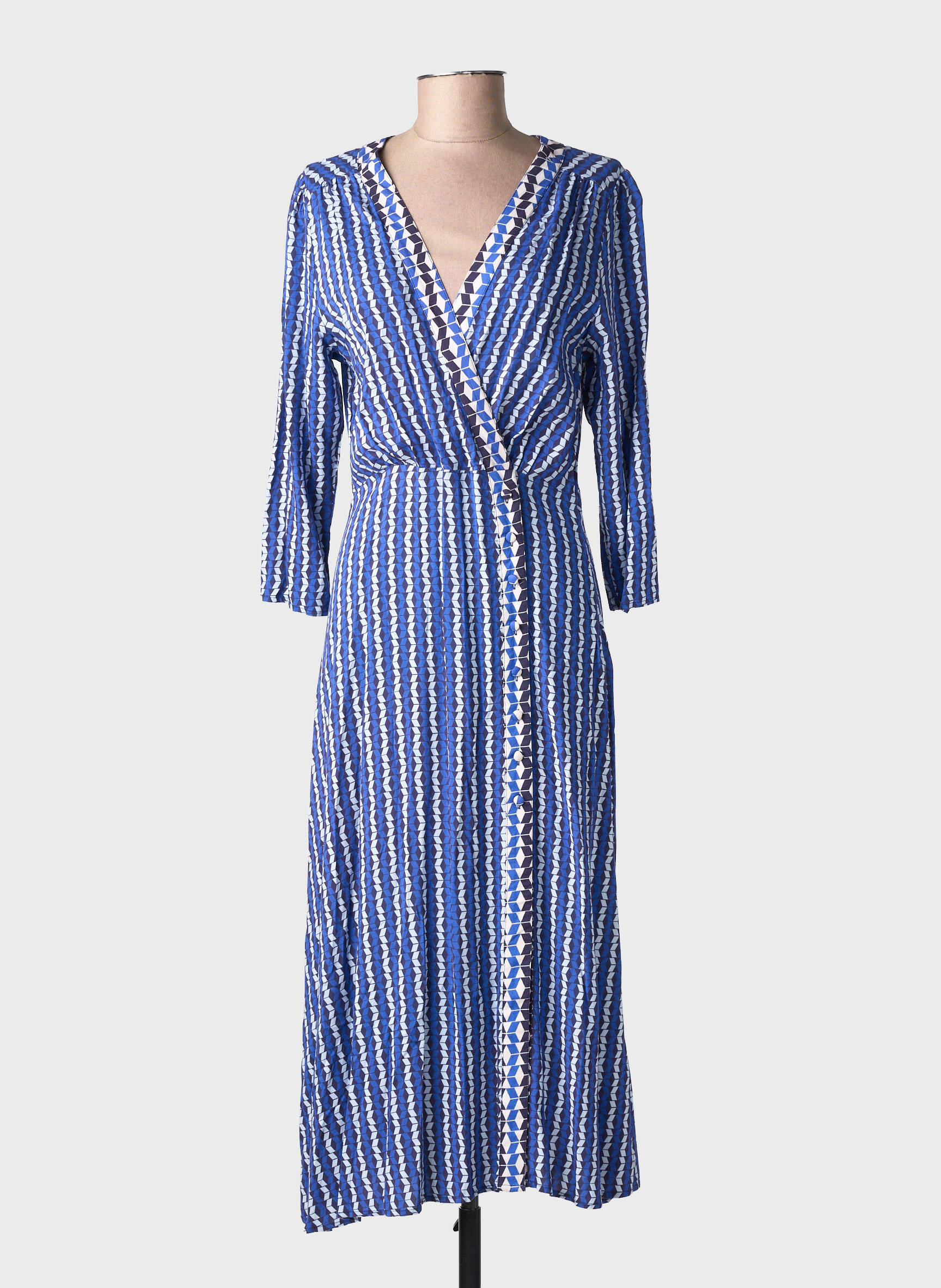 Robe mi-longue manches longues manches longues bleu LA PETITE ETOILE femme