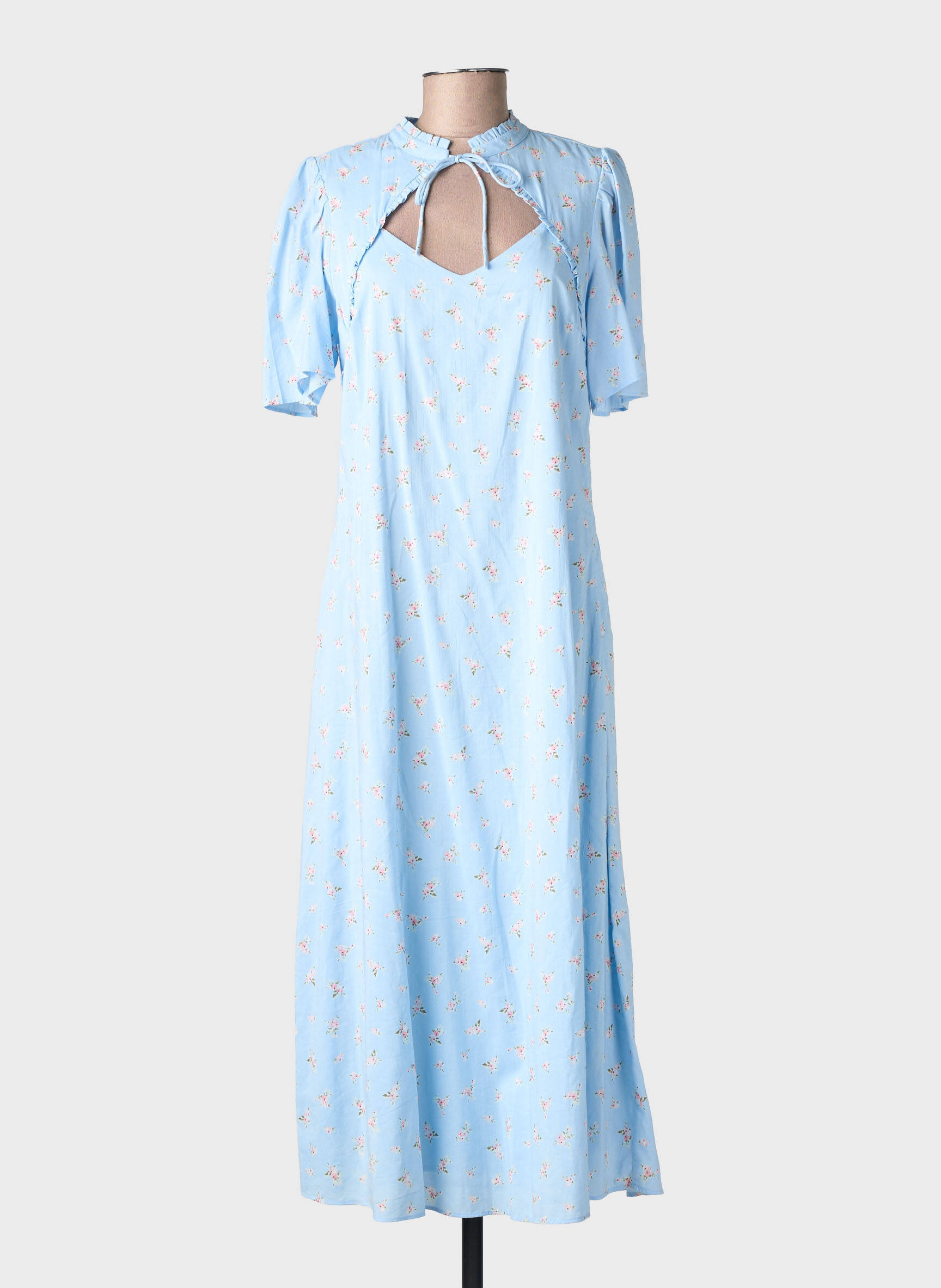 Robe longue imprimé fantaisie manches courtes bleu NUMPH femme