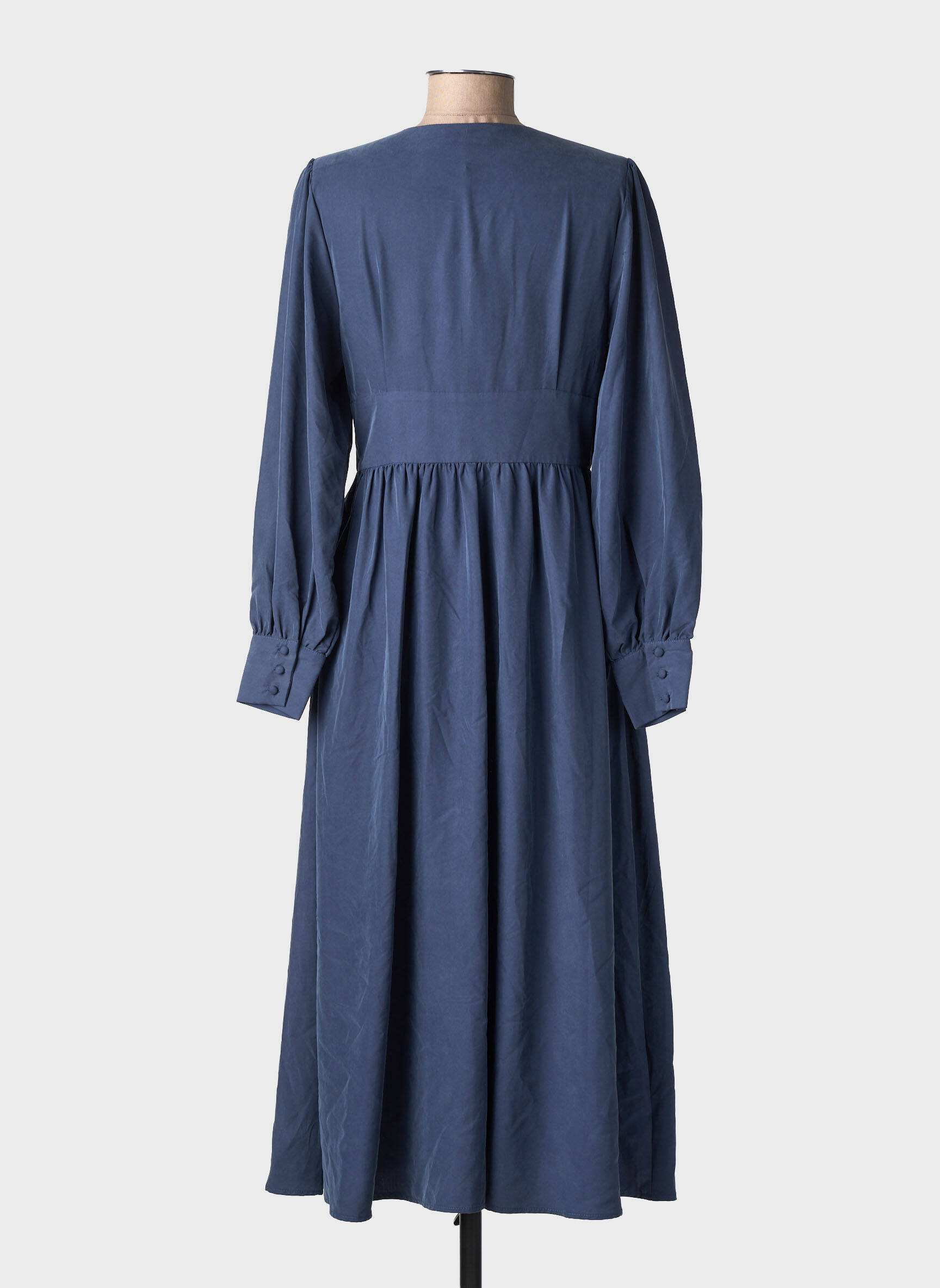 Robe longue manches longues manches longues bleu YUKA femme