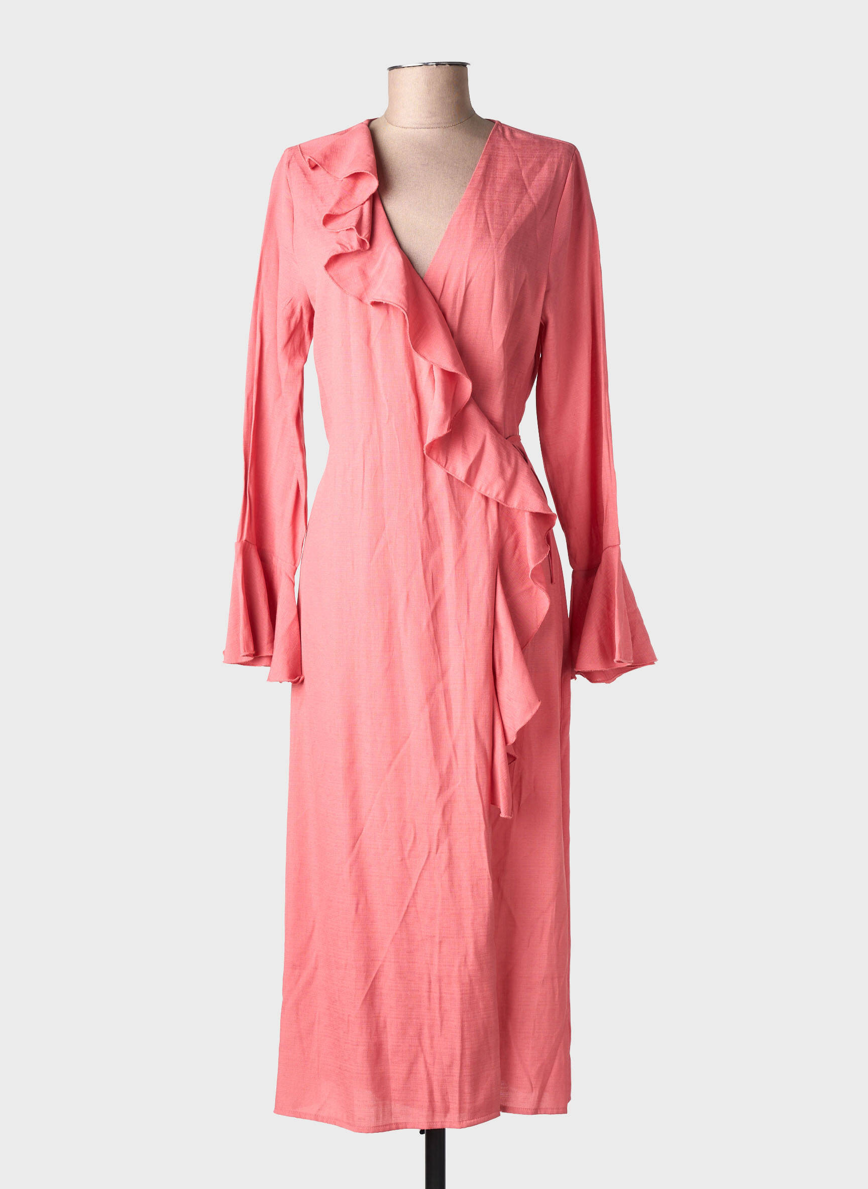 Robe longue manches longues manches longues rose LA PETITE ETOILE femme