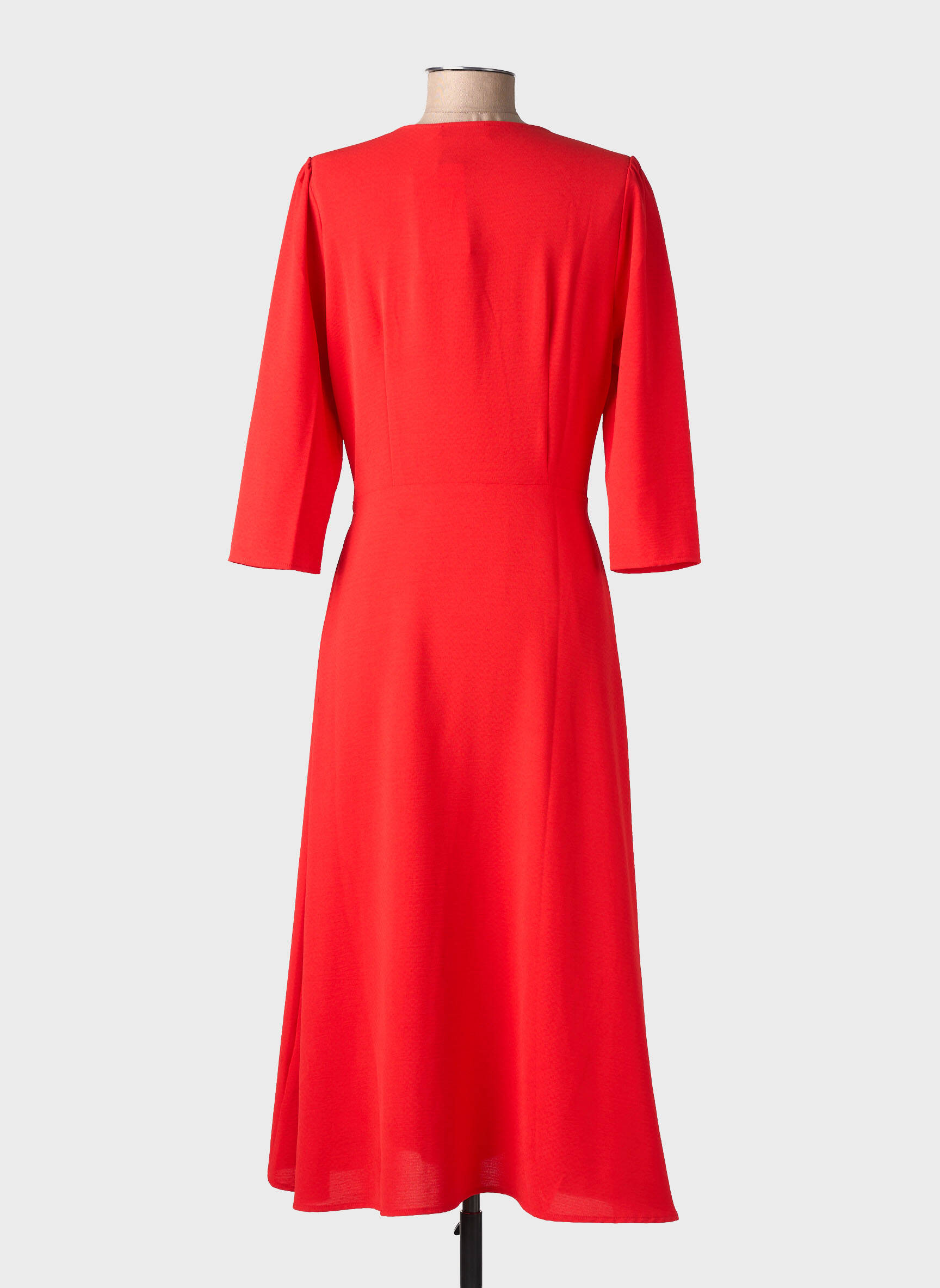 Robe longue coupe cintrée manches 3/4 rouge LA PETITE ETOILE femme