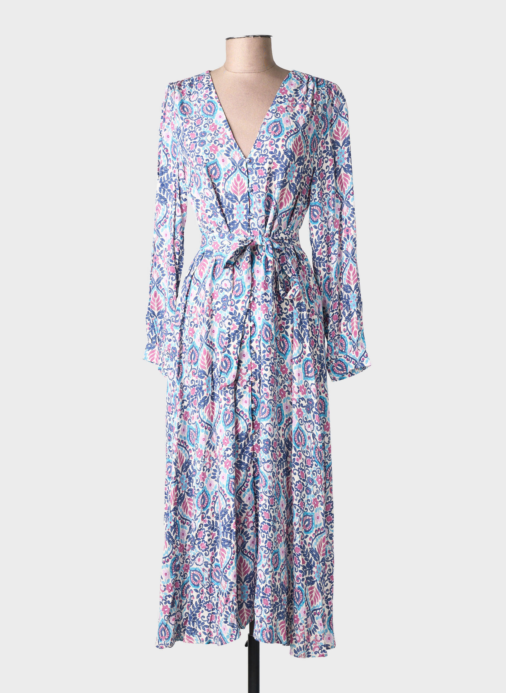 Robe longue manches longues manches longues bleu LA PETITE ETOILE femme