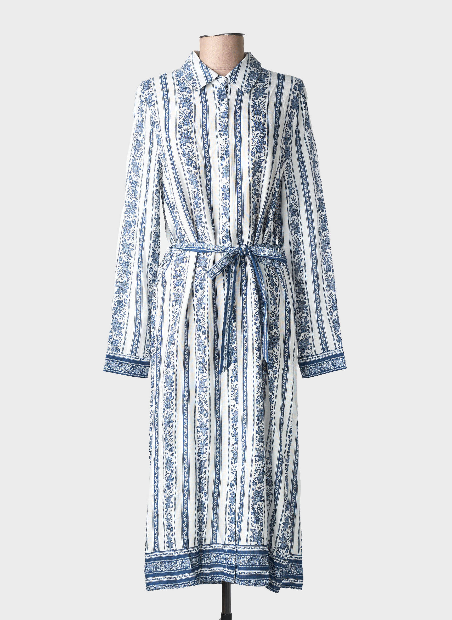 Robe mi-longue imprimé fantaisie manches longues bleu LA PETITE ETOILE femme