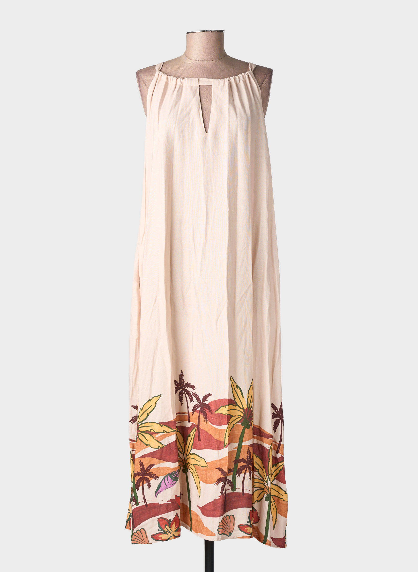 Robe mi-longue sans manche sans manche beige LA PETITE ETOILE femme