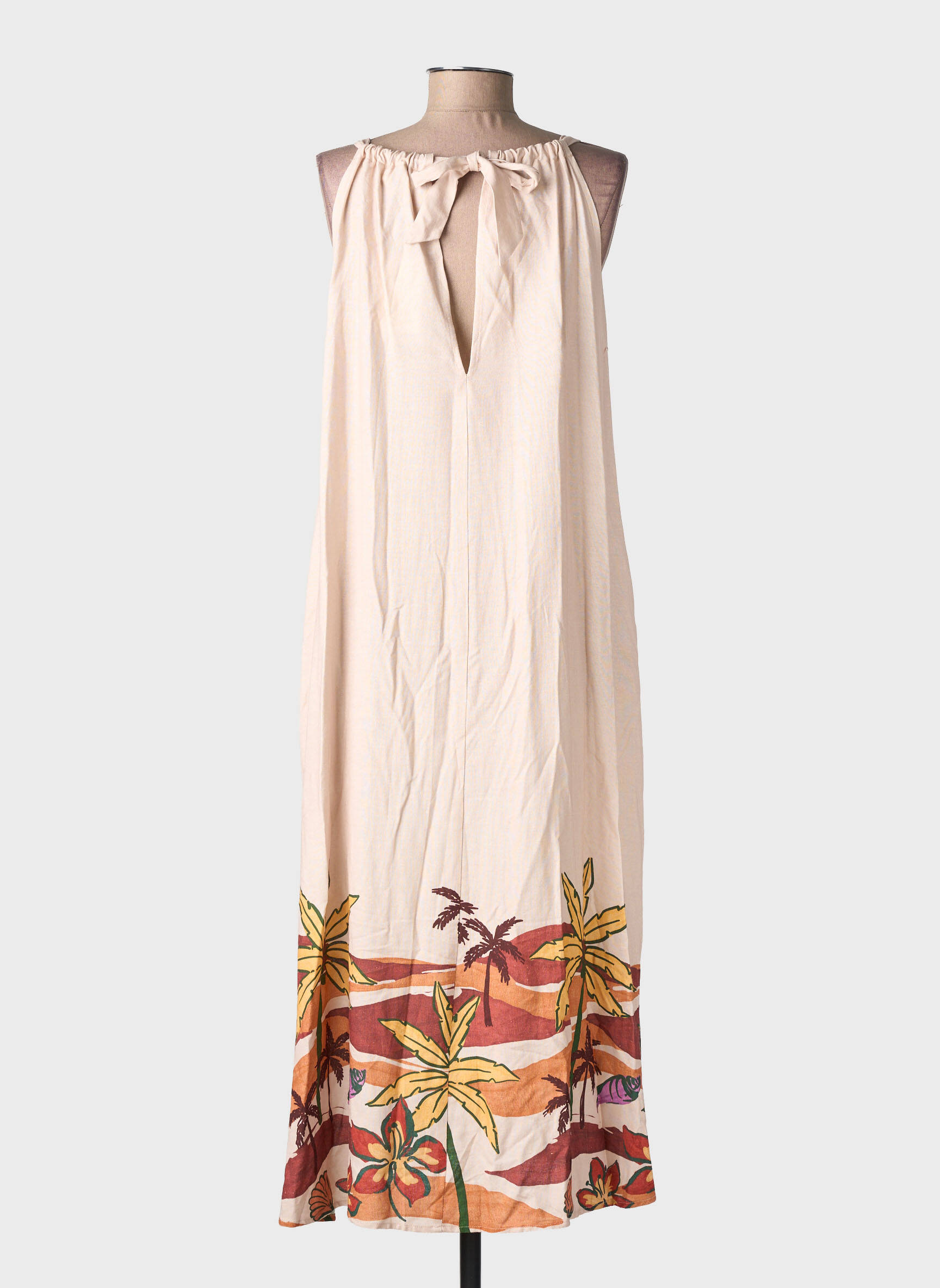 Robe mi-longue sans manche sans manche beige LA PETITE ETOILE femme