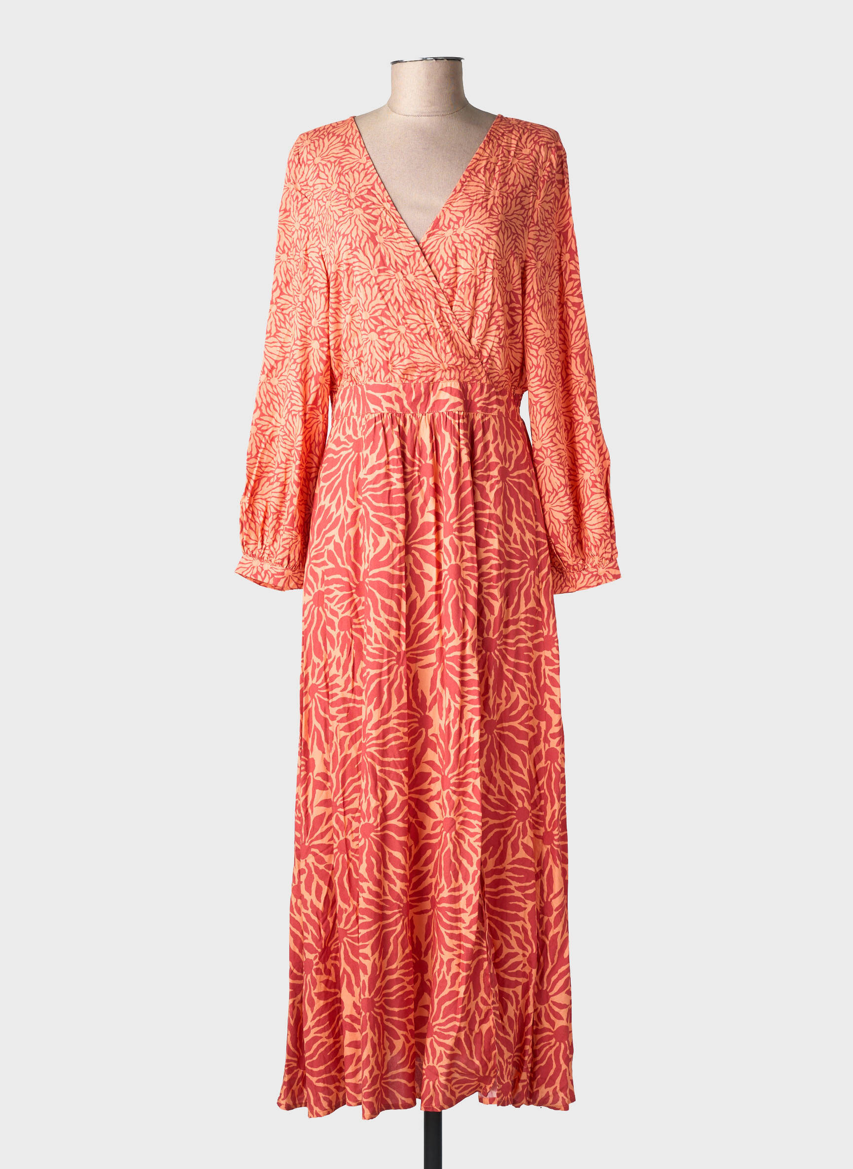 Robe longue manches longues manches longues orange LA PETITE ETOILE femme