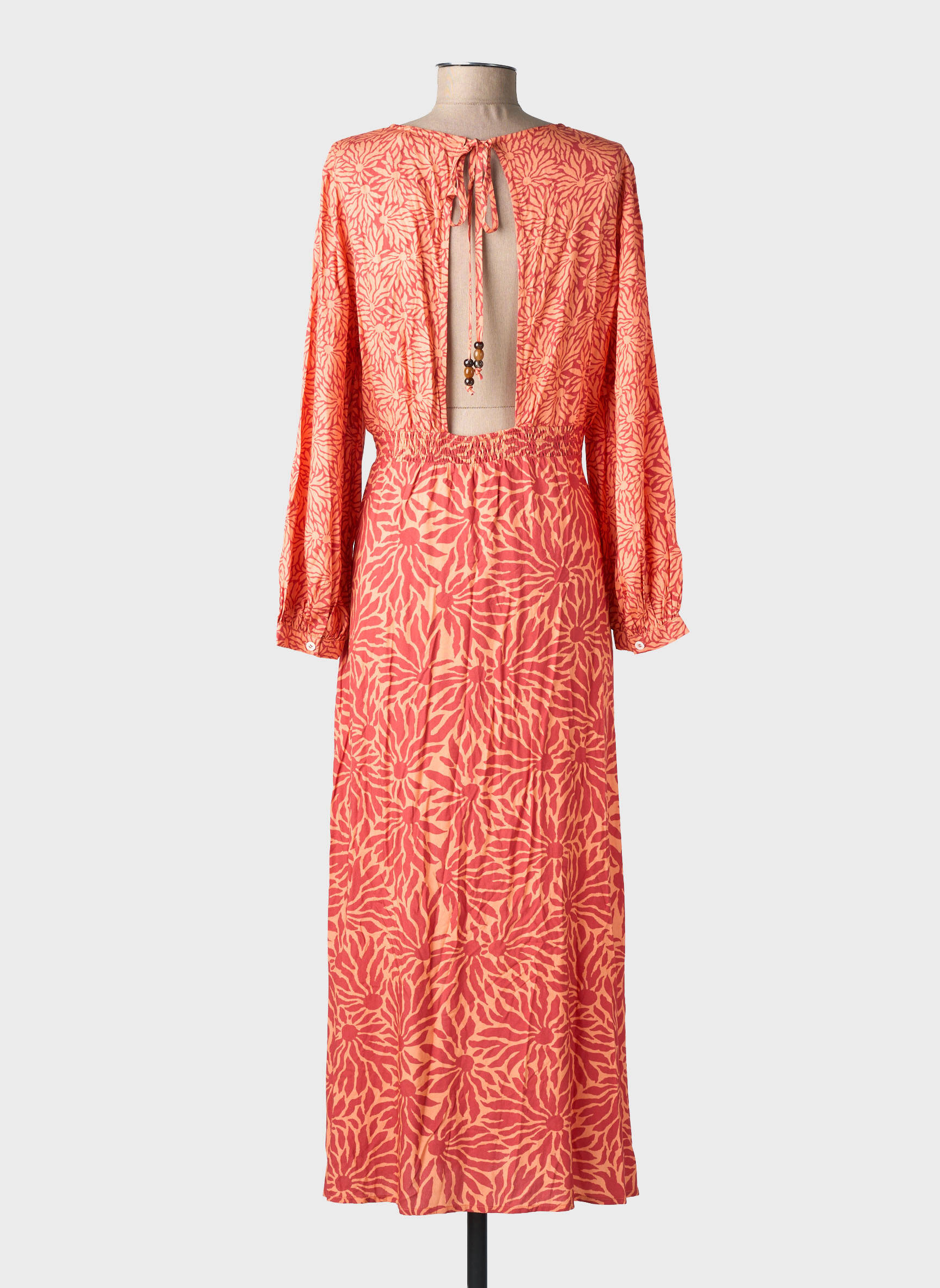 Robe longue manches longues manches longues orange LA PETITE ETOILE femme