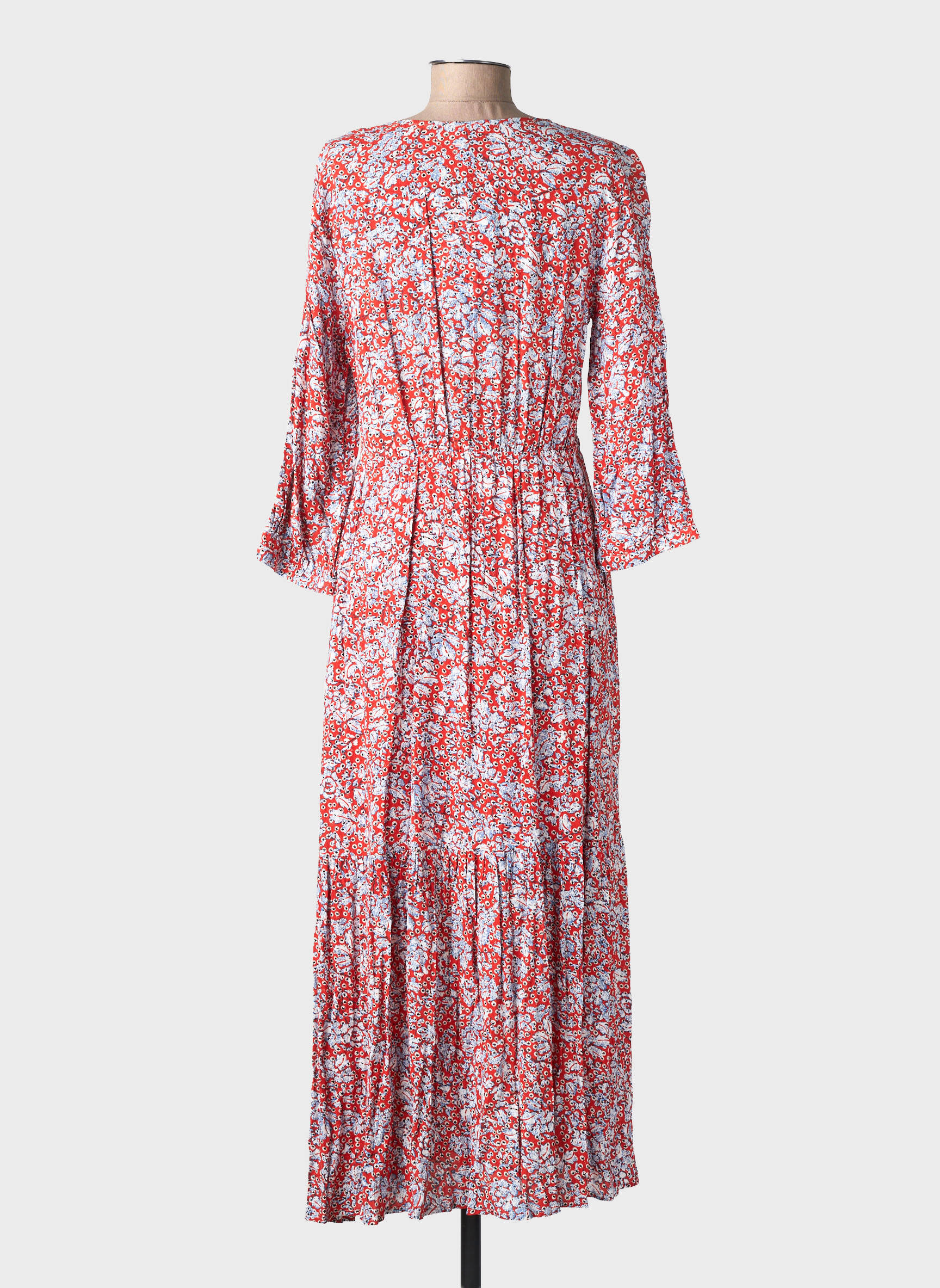 Robe longue manches longues manches longues rouge YUKA femme