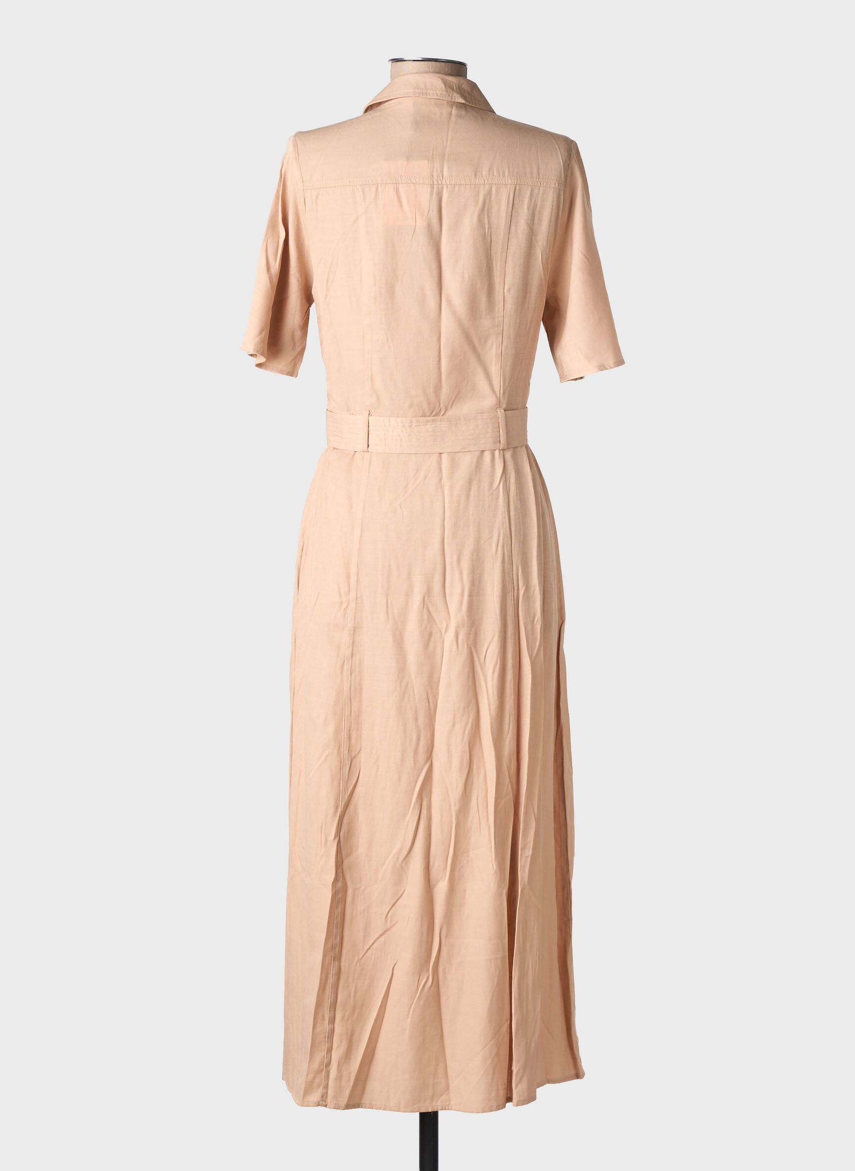 Robe mi-longue manches courtes manches courtes beige LA PETITE ETOILE femme