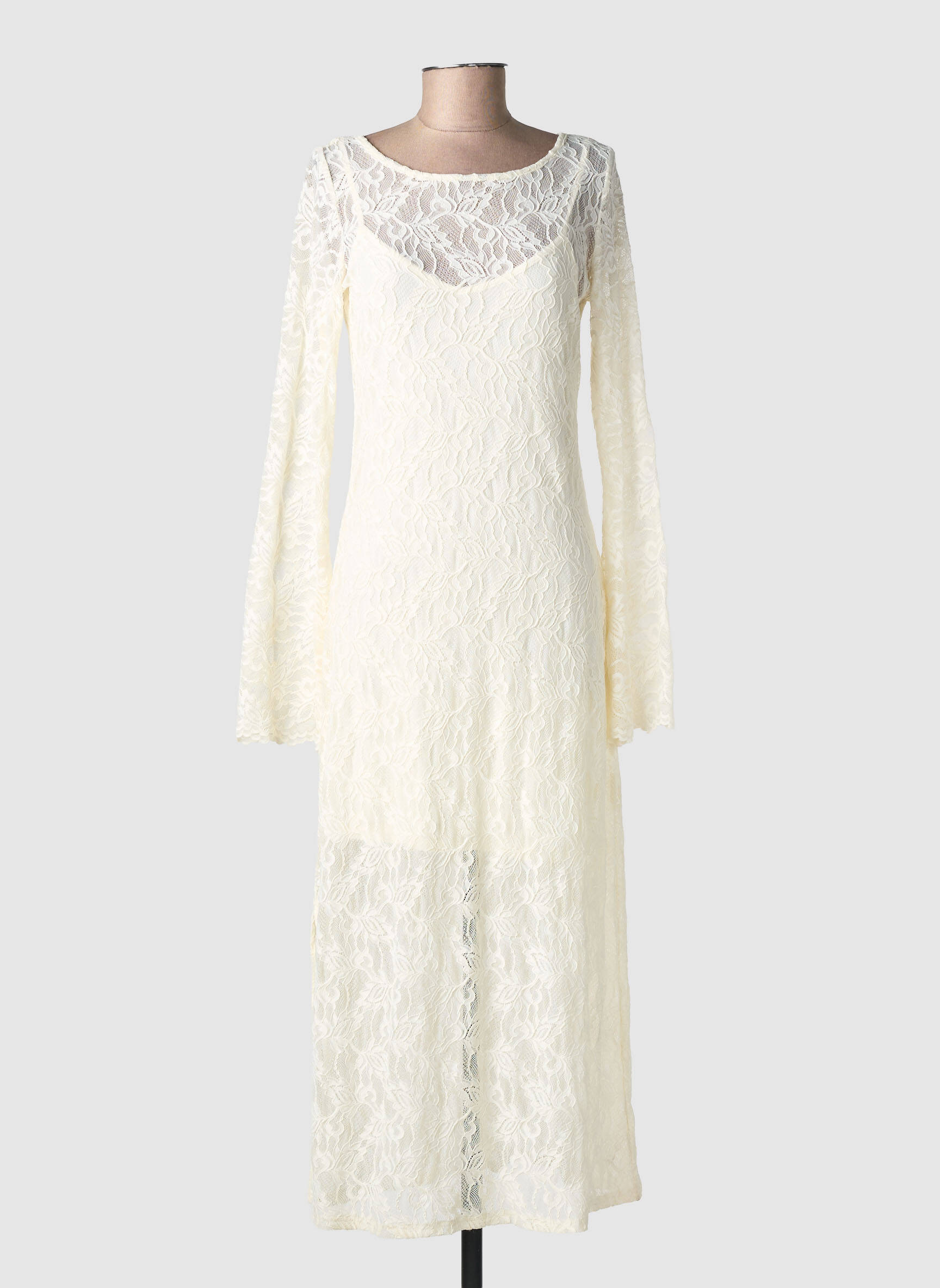 Robe longue manches longues manches longues blanc NUMPH femme