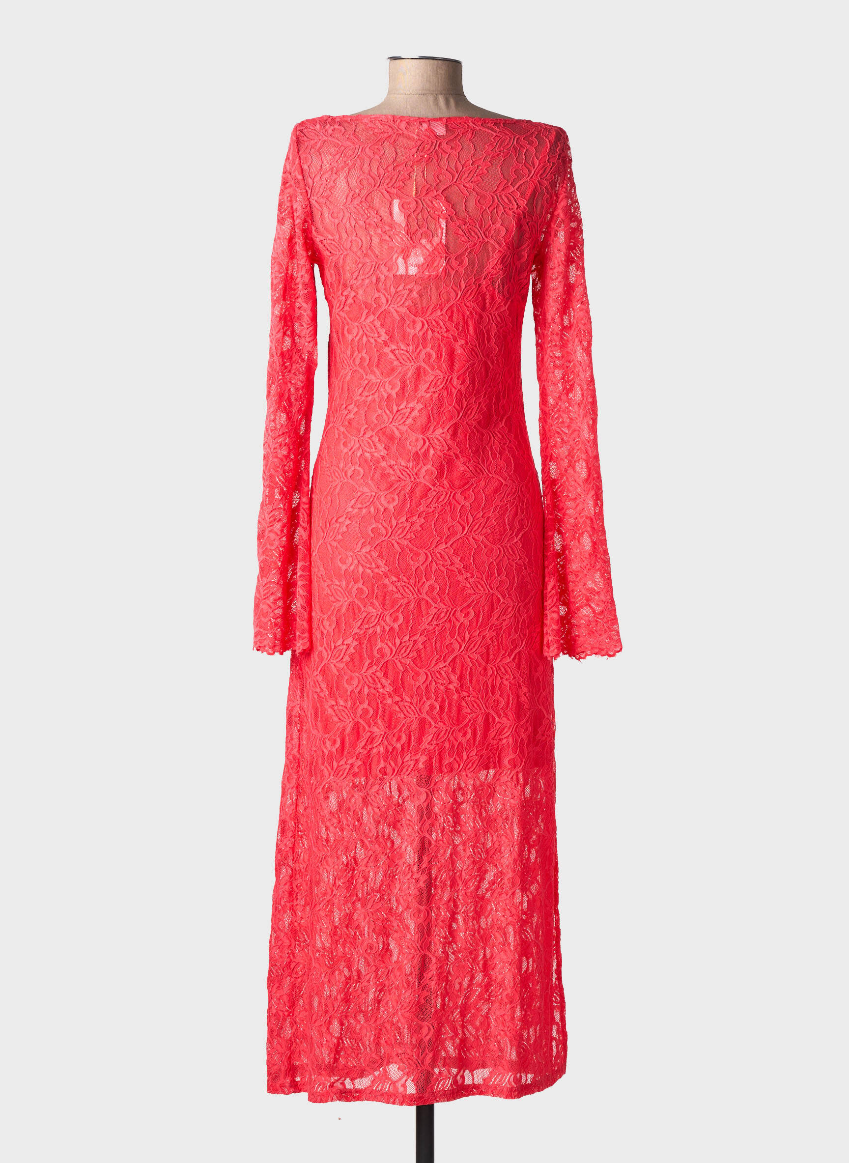 Robe longue manches longues manches longues rose NUMPH femme