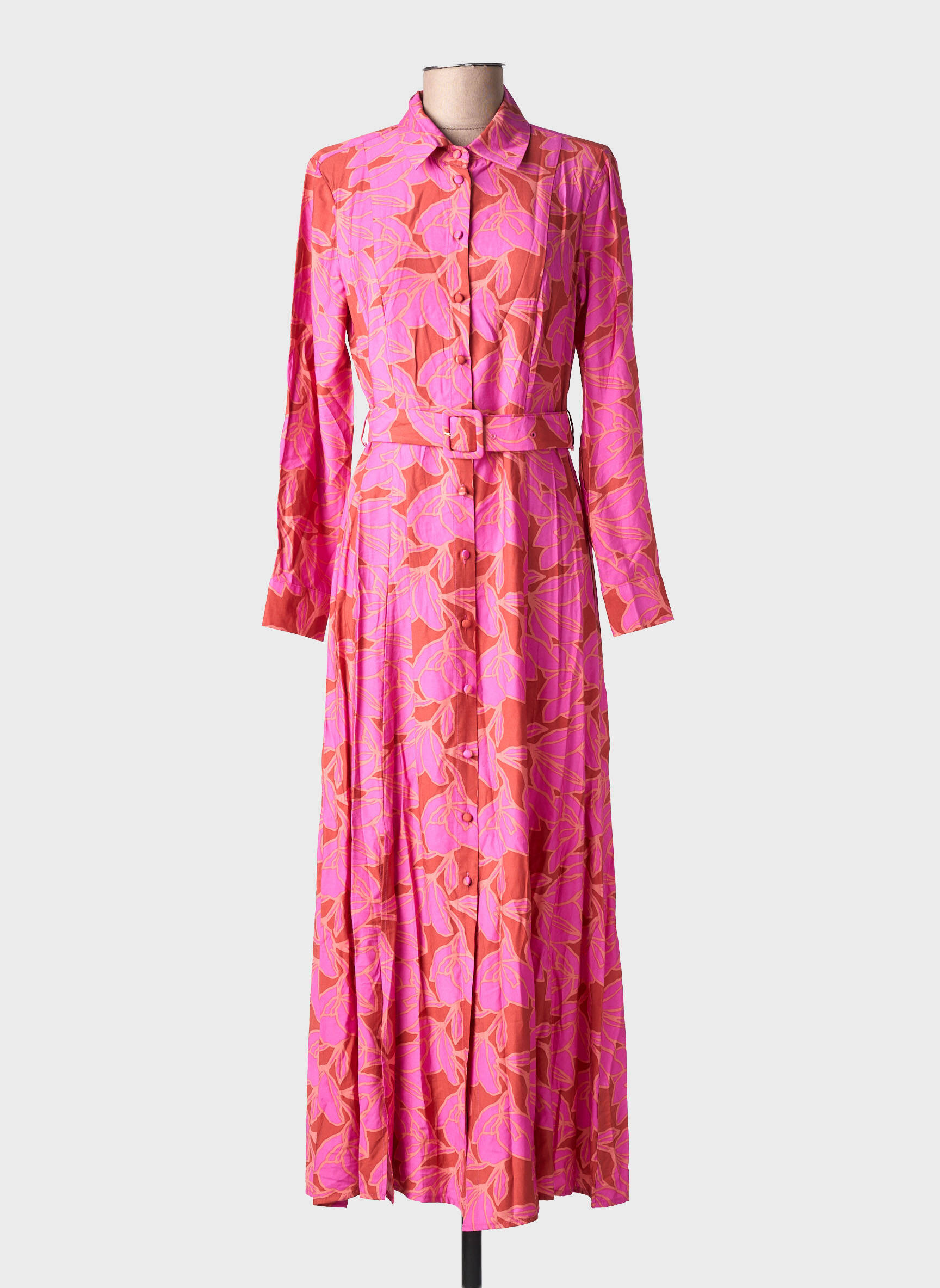 Robe longue manches longues manches longues rose LA PETITE ETOILE femme