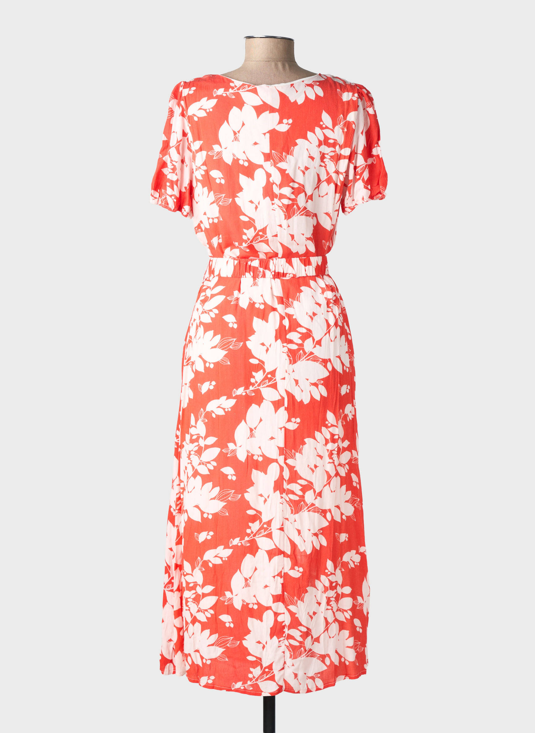Robe longue imprimé fantaisie manches courtes rouge EMILIE.K femme