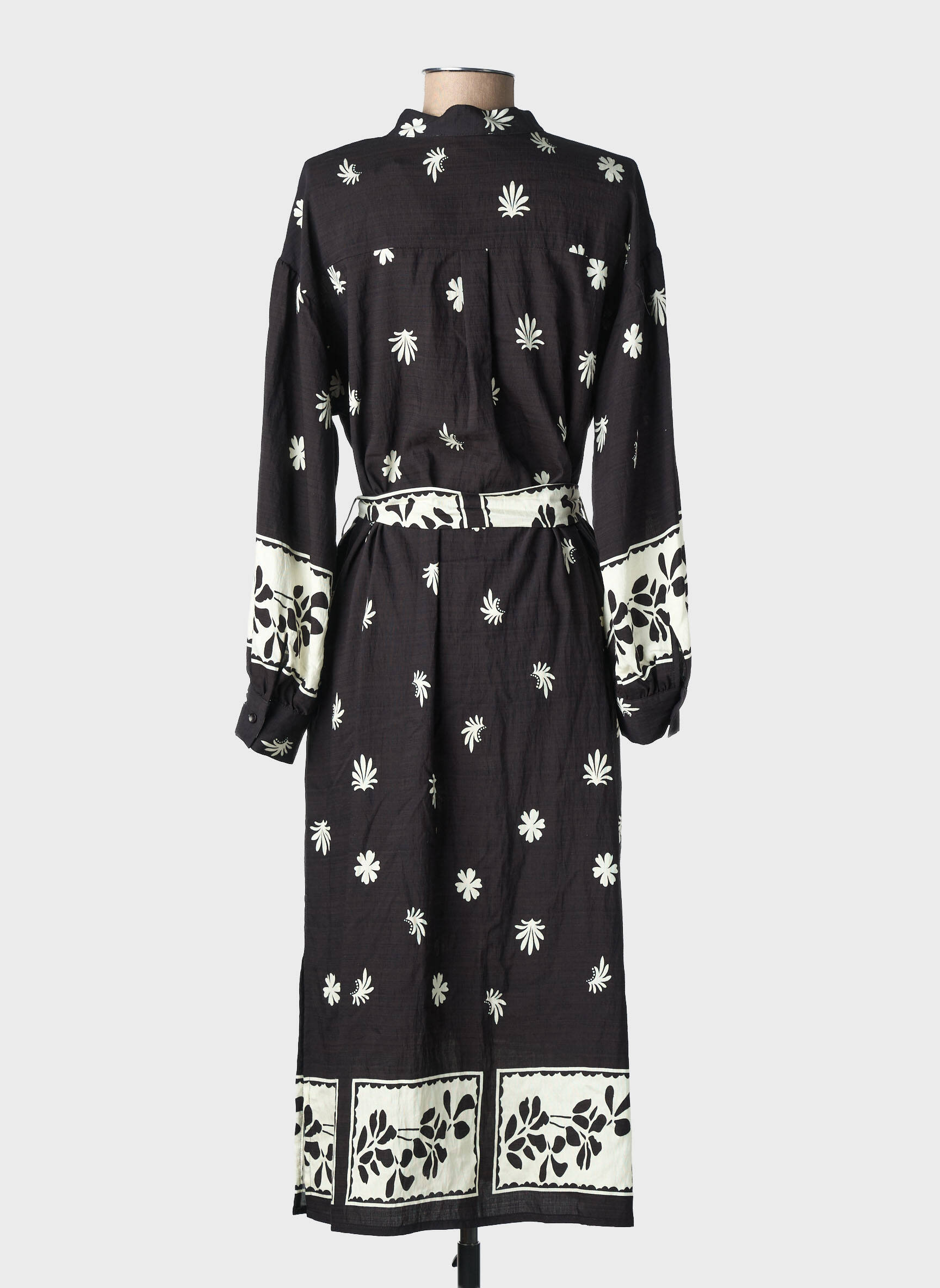 Robe longue manches longues manches longues noir EMILIE.K femme