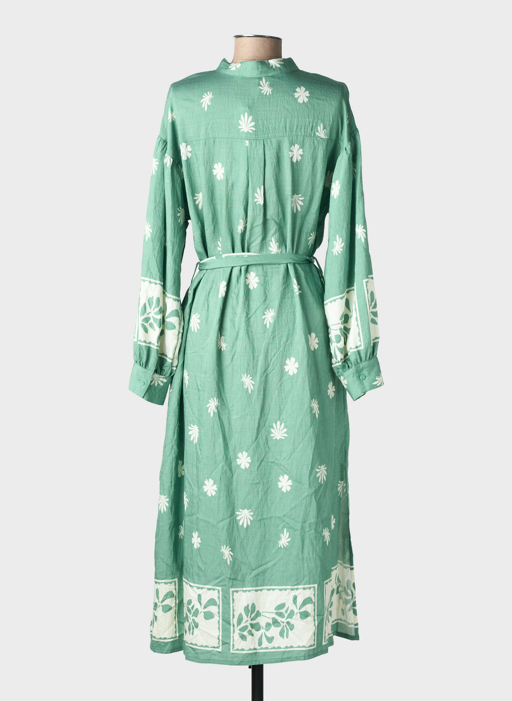 Robe longue manches longues manches longues vert EMILIE.K femme