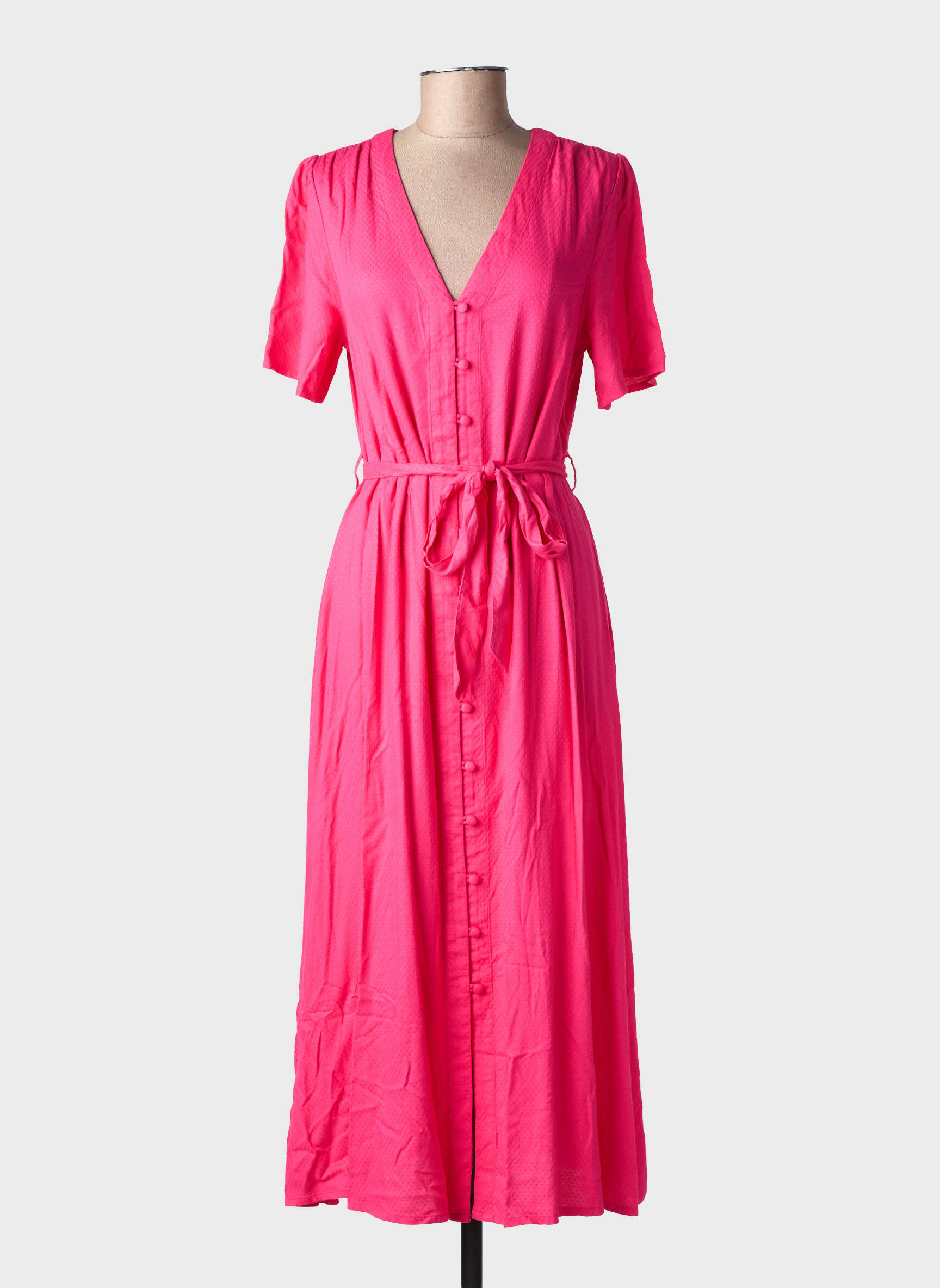 Robe longue manches courtes manches courtes rose LA PETITE ETOILE femme