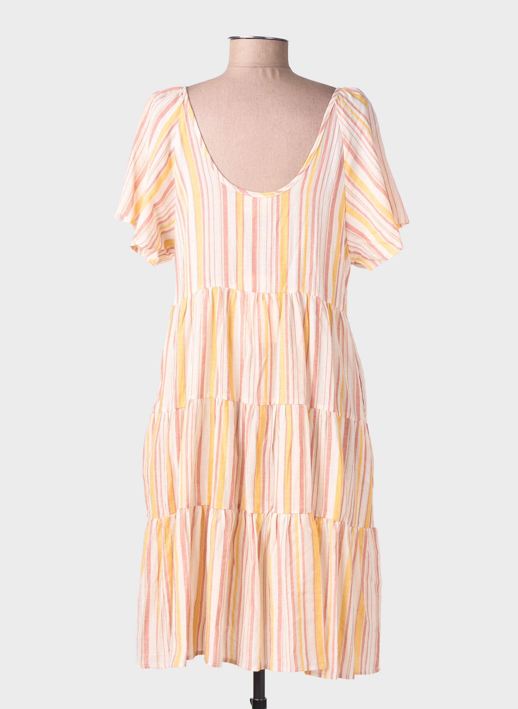 Robe mi-longue manches courtes manches courtes jaune ARTLOVE femme