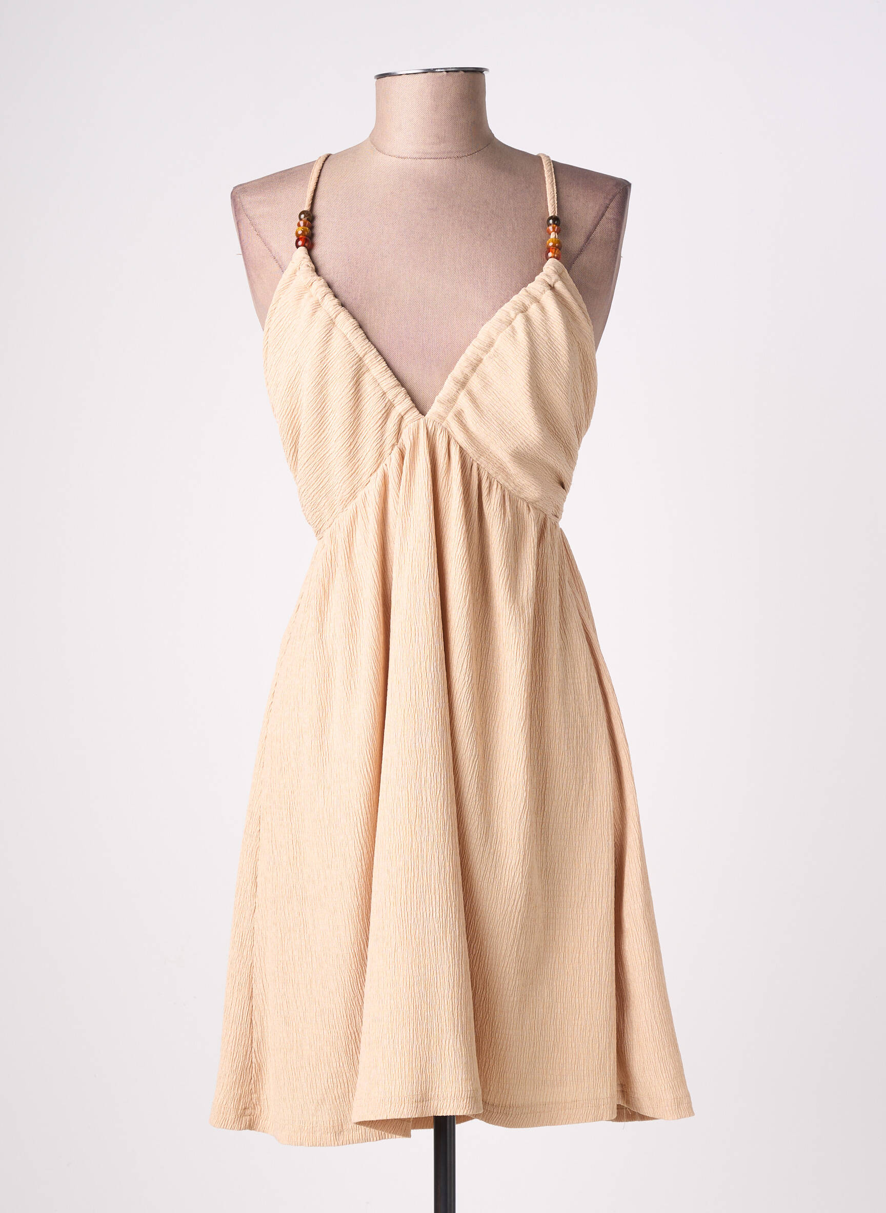 Robe mi-longue doublure fines bretelles beige LA PETITE ETOILE femme
