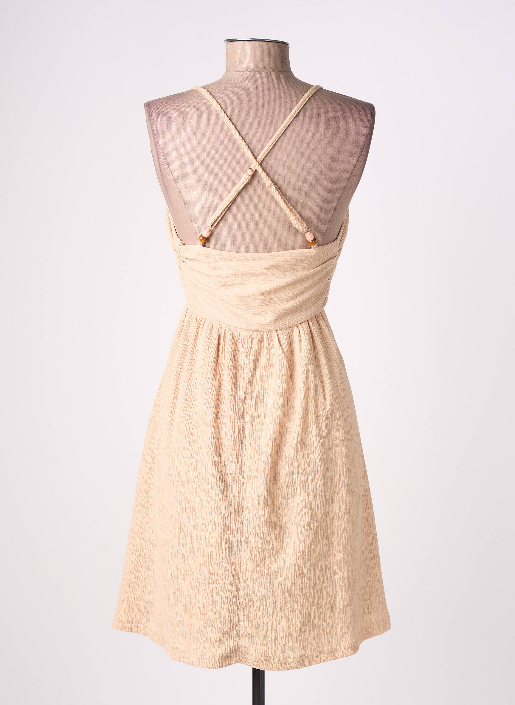 Robe mi-longue doublure fines bretelles beige LA PETITE ETOILE femme