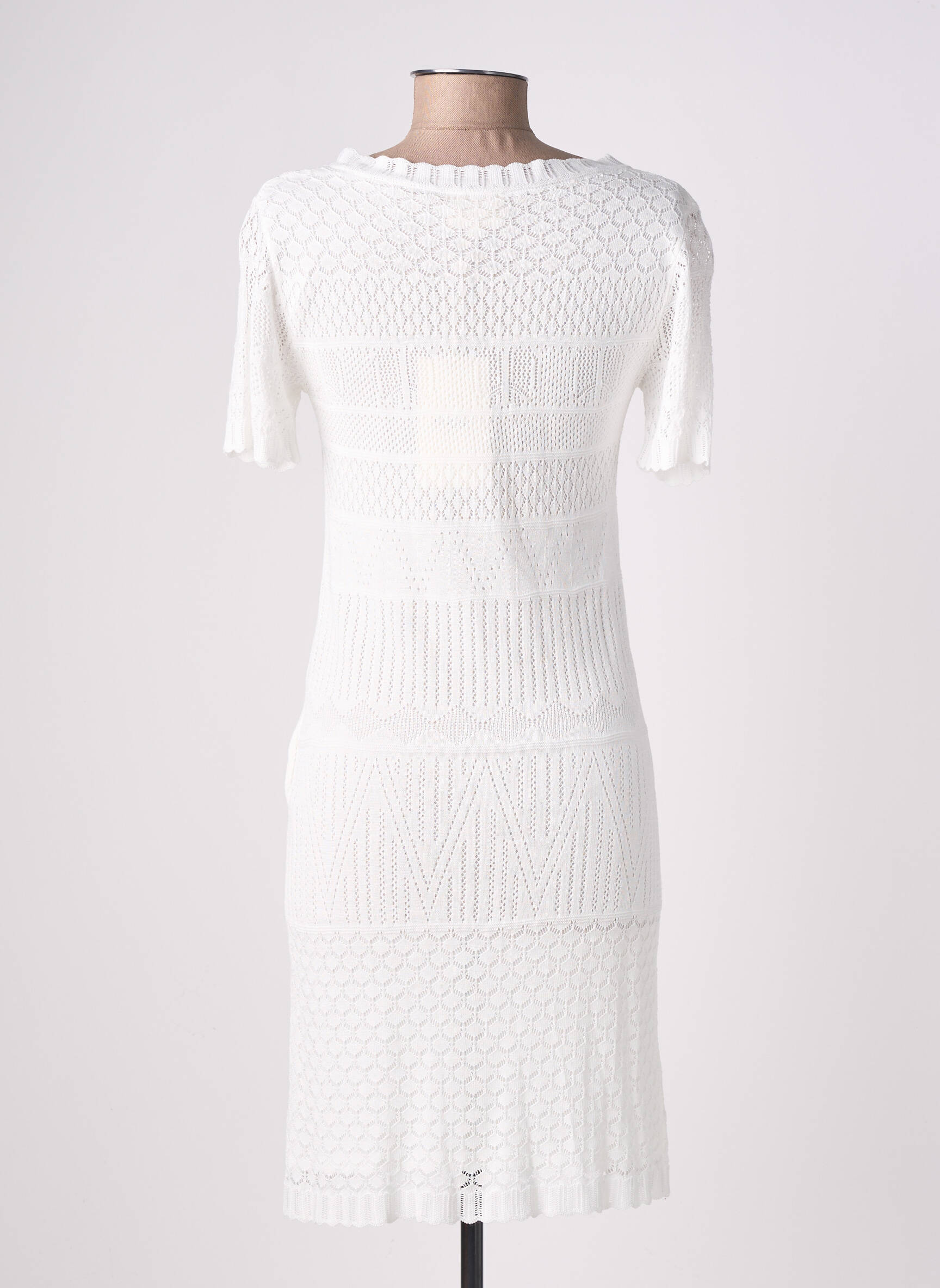 Robe mi-longue manches courtes manches courtes blanc ARTLOVE femme