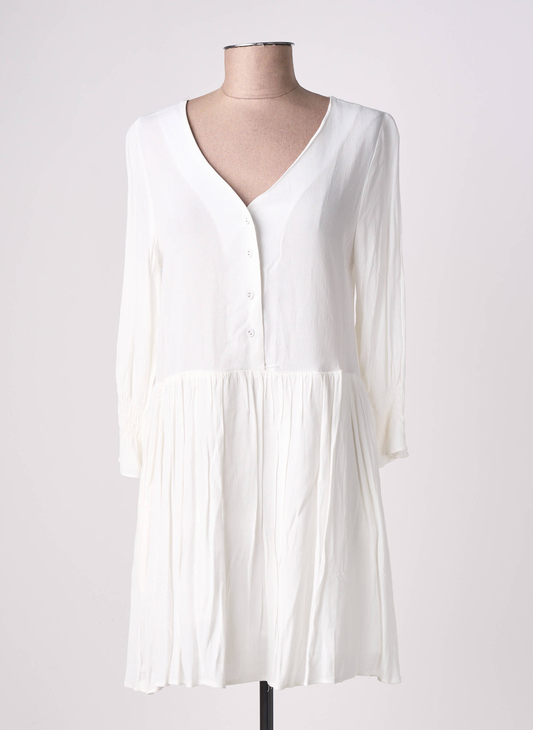 Robe courte manches longues manches longues blanc EMILIE.K femme