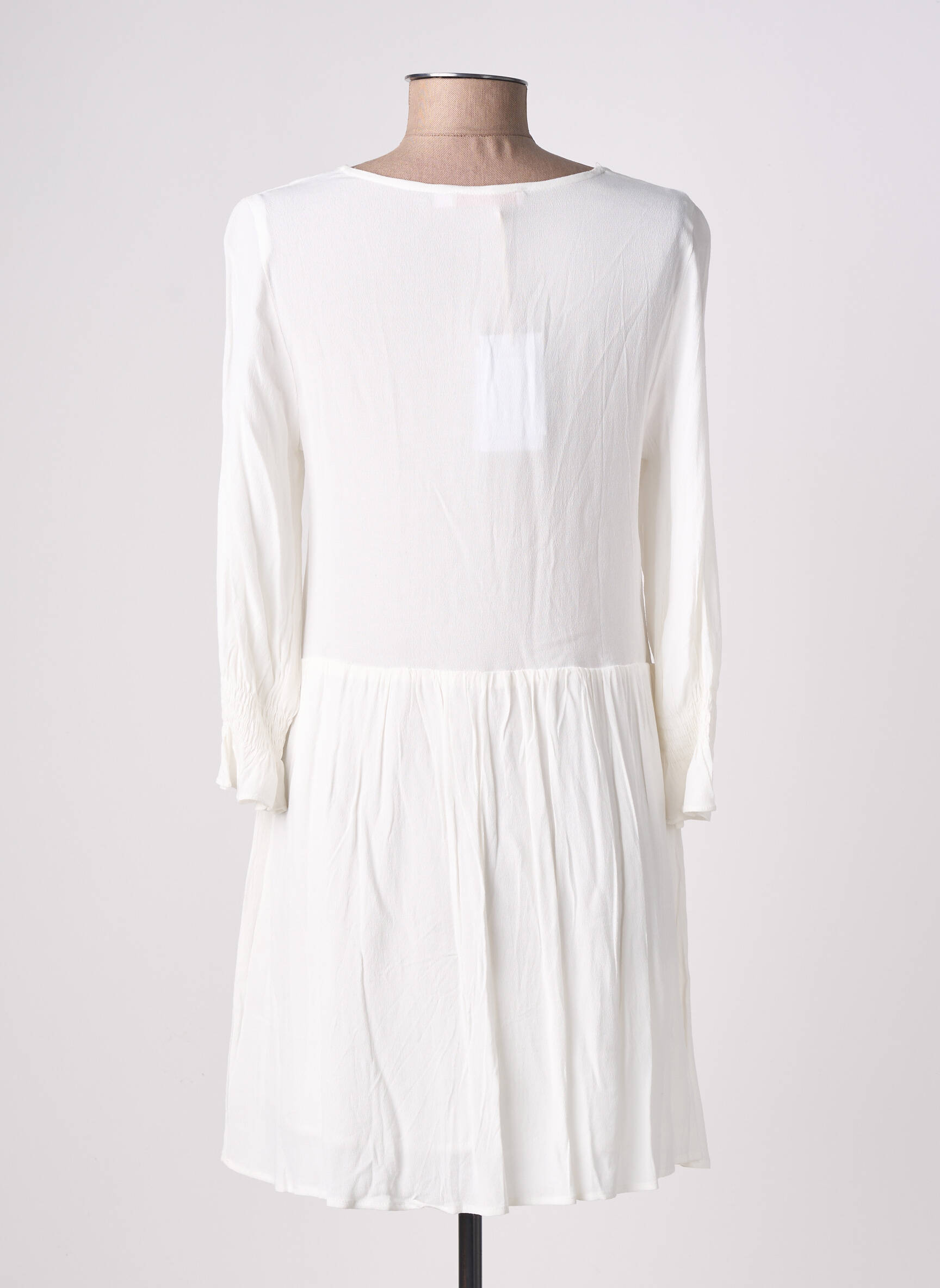 Robe courte manches longues manches longues blanc EMILIE.K femme