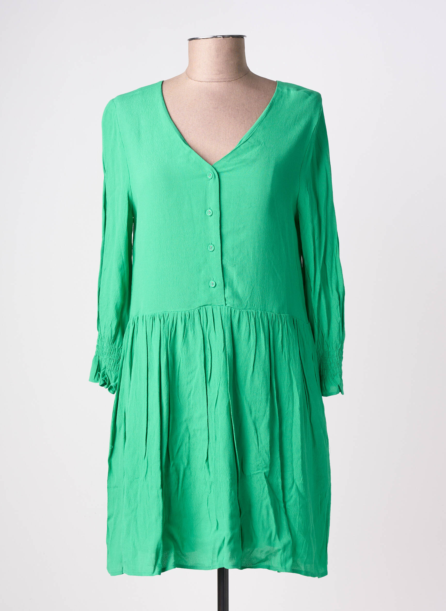 Robe courte manches longues manches longues vert EMILIE.K femme