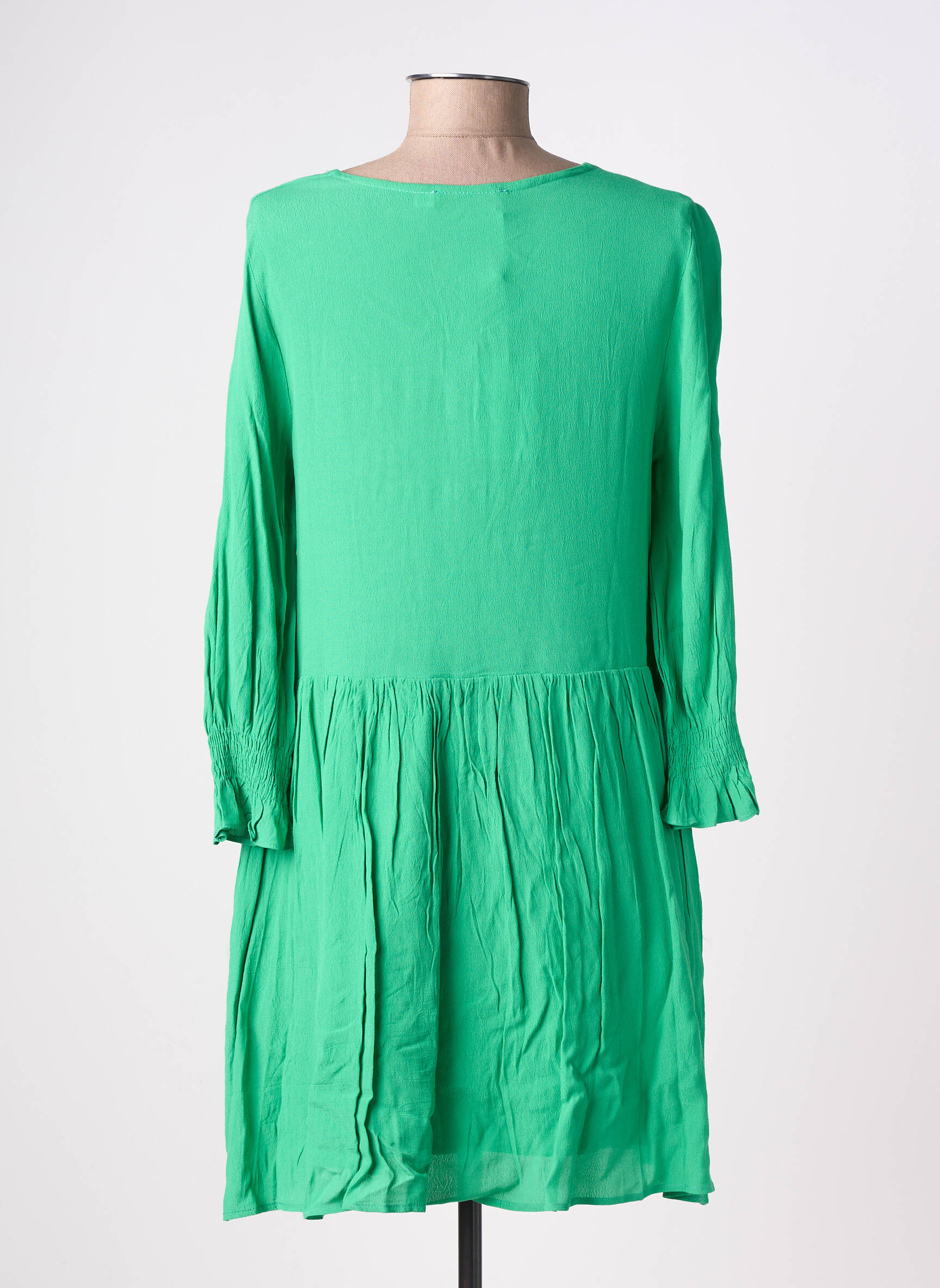 Robe courte manches longues manches longues vert EMILIE.K femme