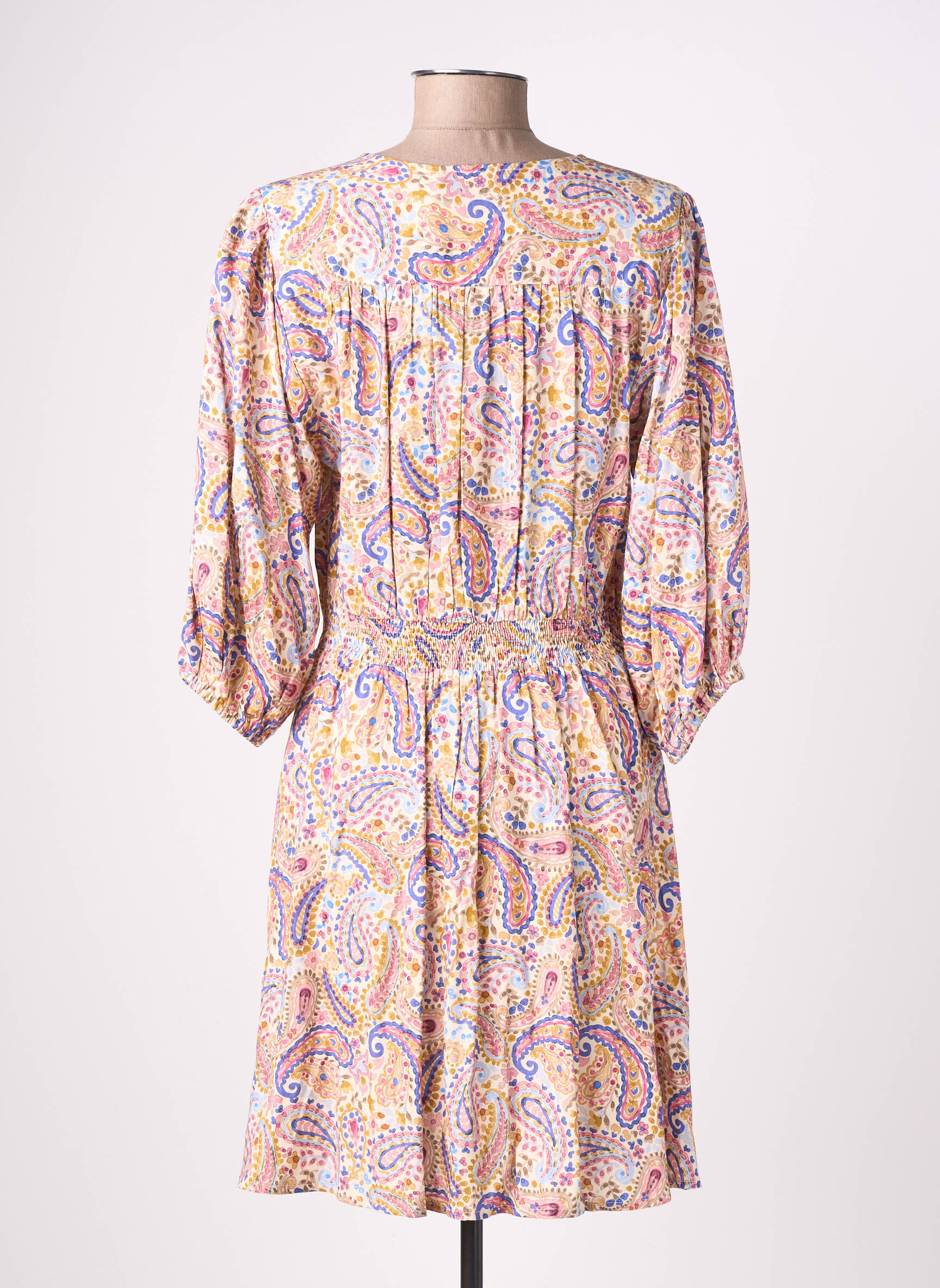 Robe mi-longue manches 3/4 manches 3/4 jaune LA PETITE ETOILE femme