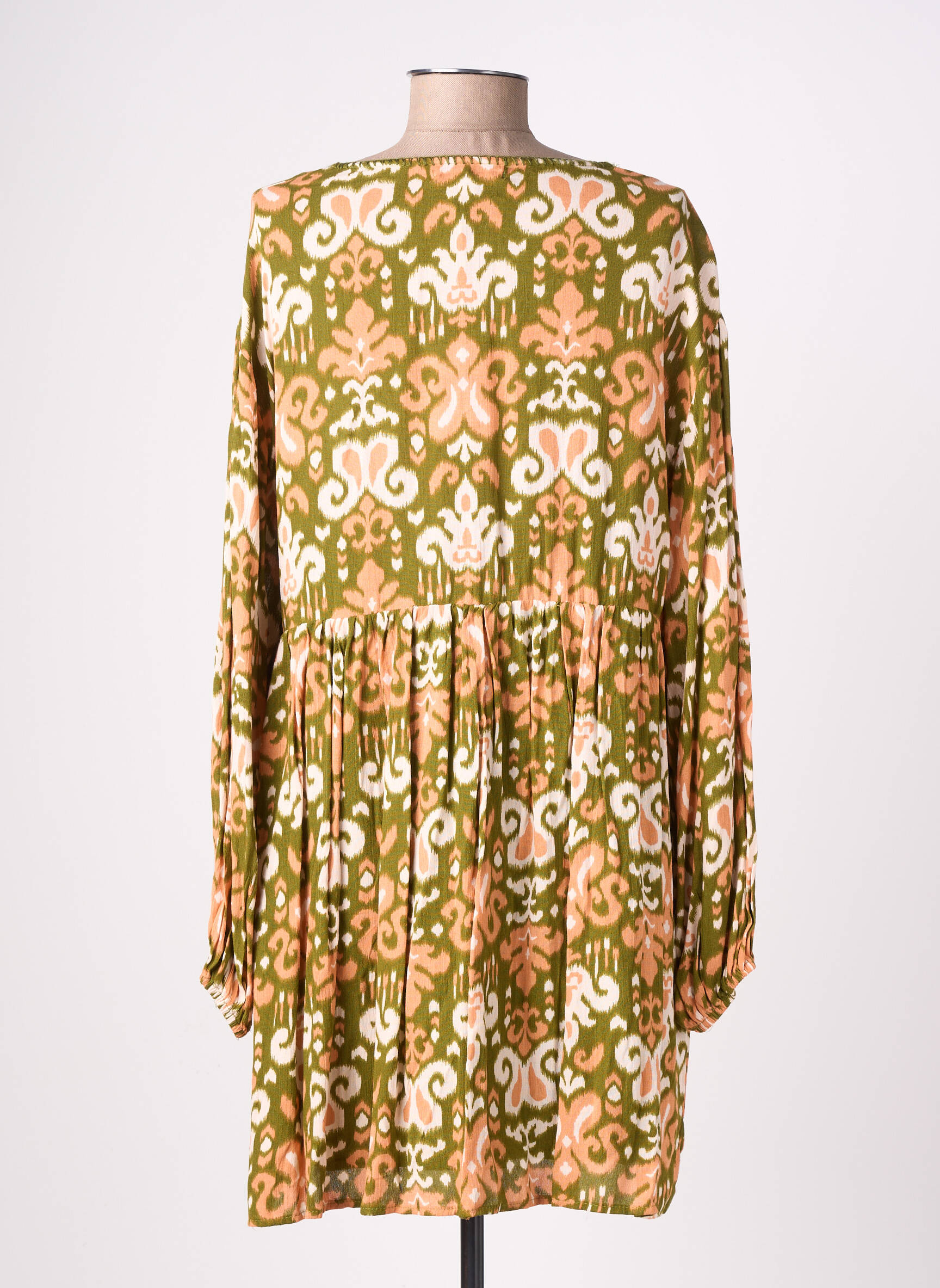 Robe courte manches longues manches longues vert EMILIE.K femme