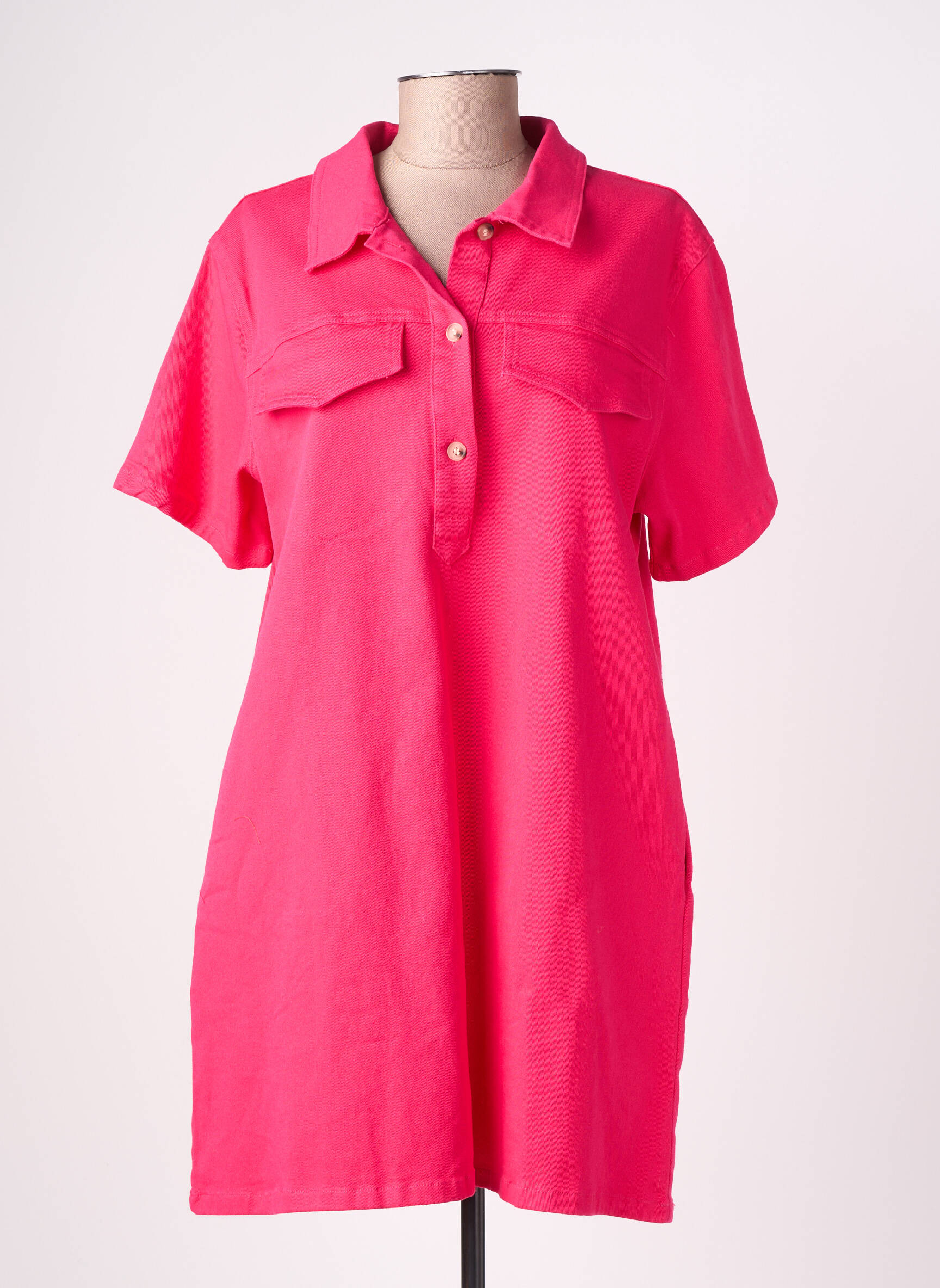 Robe courte manches courtes manches courtes rose EMILIE.K femme