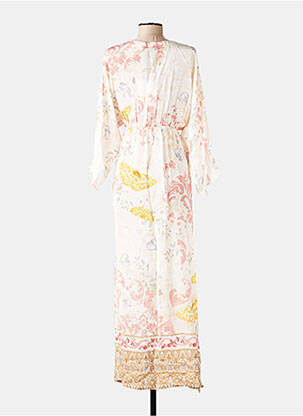 Robe longue imprimé fleurs manches 3/4 rose WU'SIDE femme