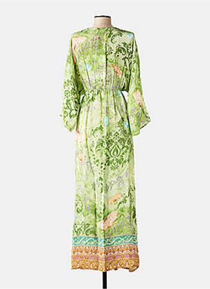Robe longue imprimé fleurs manches 3/4 vert WU'SIDE femme