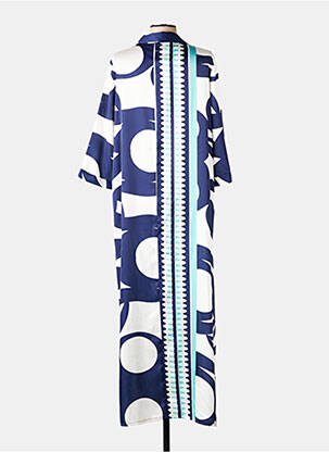 Robe longue imprimé fantaisie manches 3/4 bleu DARIA femme