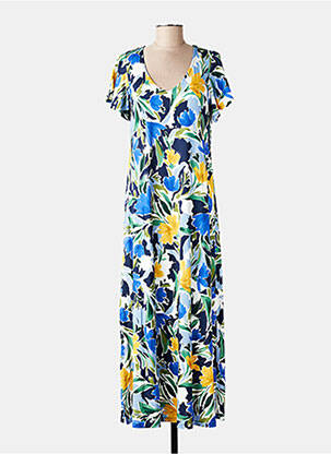 Robe longue manches courtes manches courtes bleu AN II VITO femme