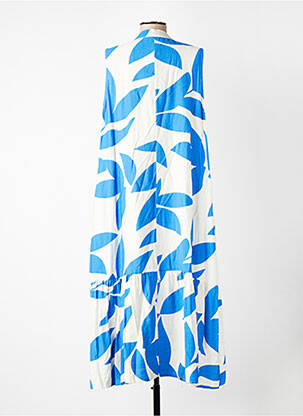 Robe longue tissage popeline sans manche bleu FLY OUT femme