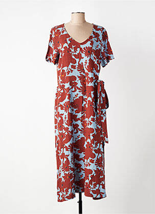 Robe longue imprimé fleurs manches courtes marron NICE THINGS femme