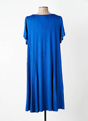 Robe mi-longue imprimé fleurs manches courtes bleu AN II VITO femme