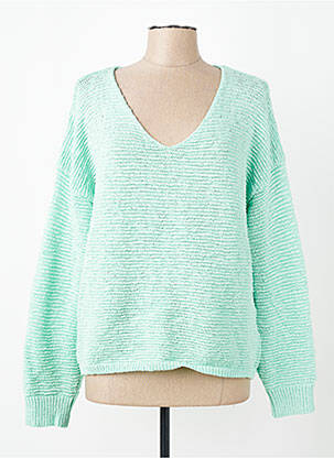 Pull col v manches longues vert ESQUALO femme