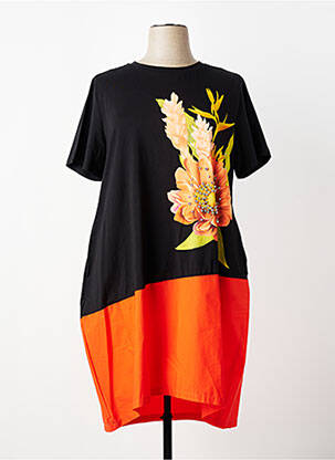 Robe mi-longue manches courtes manches courtes noir FLY OUT femme